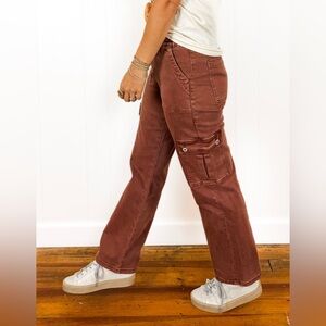Duluth Trading Curve Setter Waistband Women's Maroon Cargo Stretch Work Pants 14